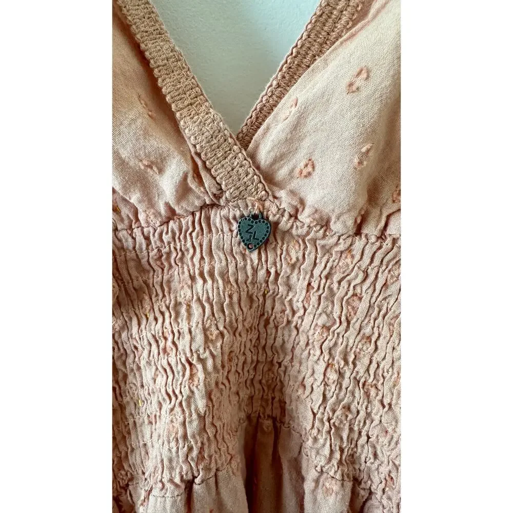 Z&L Europe Blush Pink Plunge Neck Tassel Mini Dress Cover Up Size L